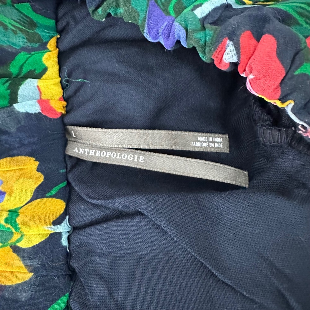 Anthropologie Somerset Strapless Maxi Dress Floral Navy Blue Pink Yellow L - Picture 11 of 13